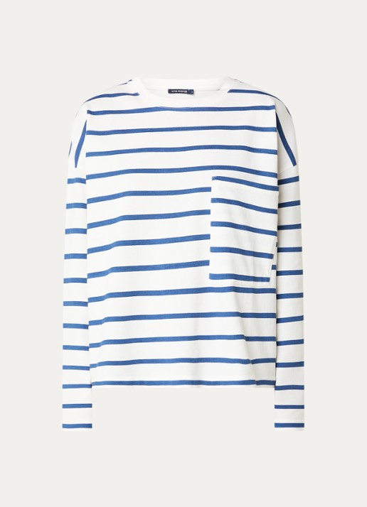 River Woods Longsleeve met streepprint - voorkant indigo