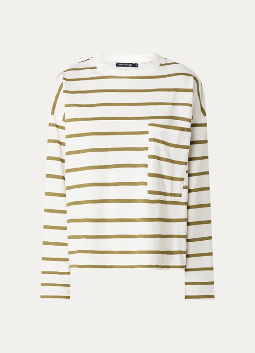 River Woods Longsleeve met streepprint - voorkant mosgroen
