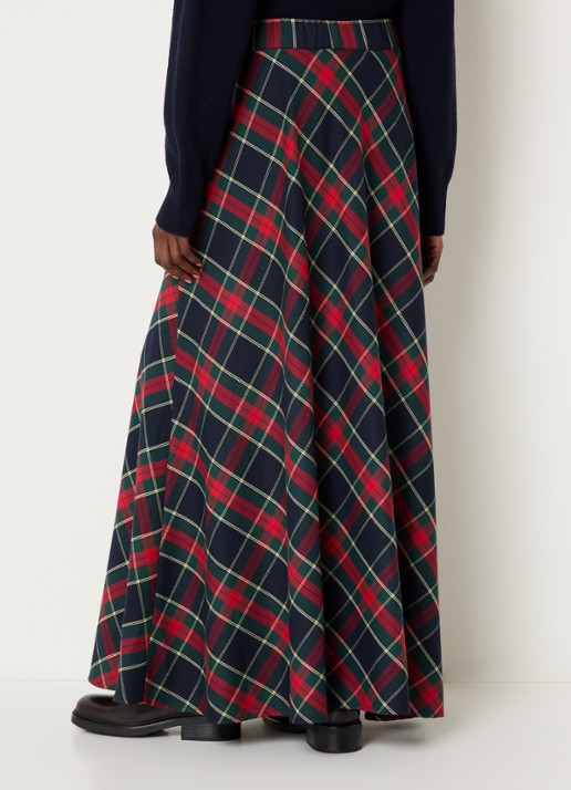 River Woods Maxi rok met ruitdessin - achterkant 2 rood