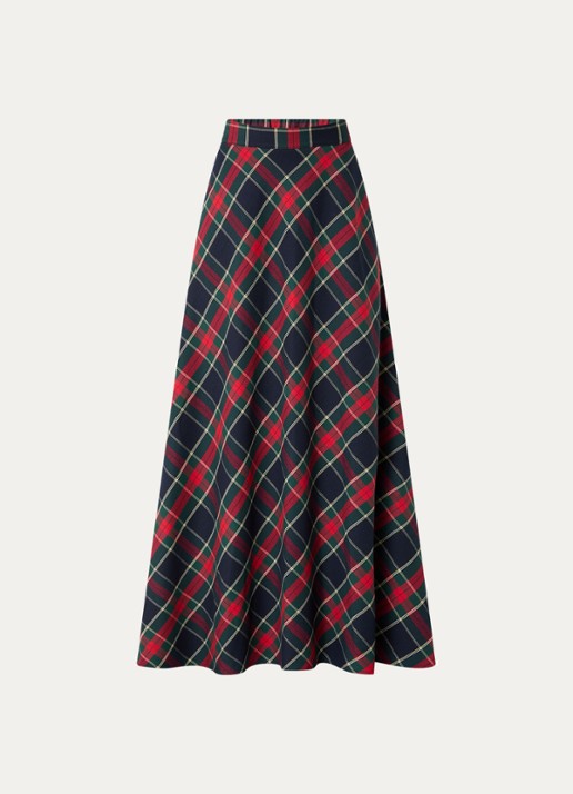 River Woods Maxi rok met ruitdessin - voorkant 3 rood