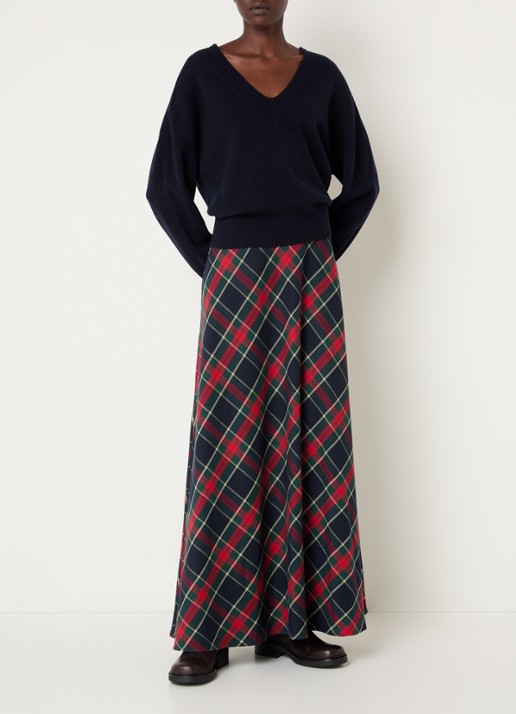 River Woods Maxi rok met ruitdessin - voorkant 4 rood