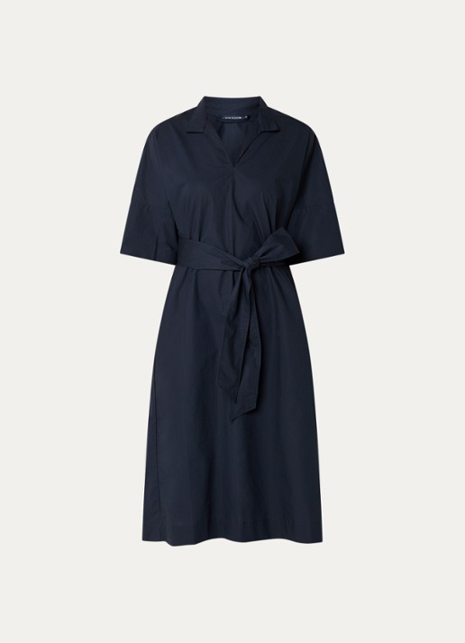 River Woods Maxi tuniekjurk met strikceintuur - voorkant donkerblauw