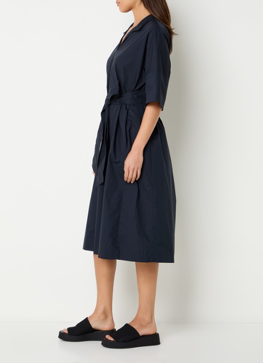 River Woods Maxi tuniekjurk met strikceintuur - voorkant 2 donkerblauw