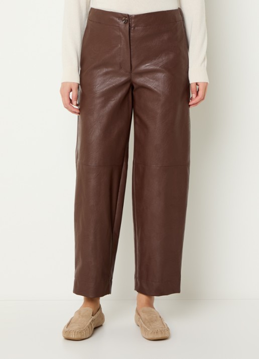 River Woods Mid waist straight fit broek van imitatieleer