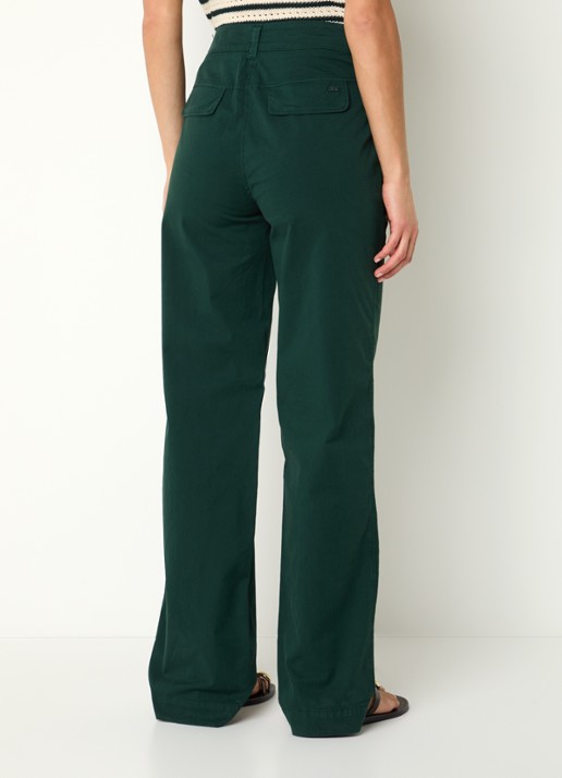 River Woods Mid waist straight fit chino met steekzakken  - achterkant 4 groen