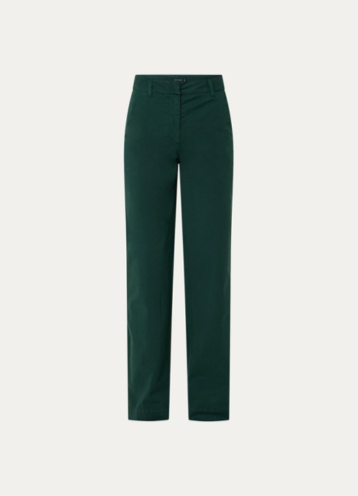 River Woods Mid waist straight fit chino met steekzakken  - voorkant groen