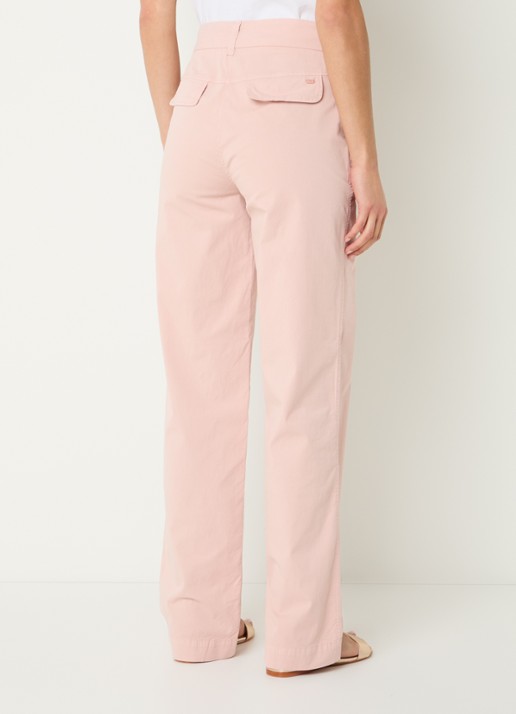 River Woods Mid waist straight fit chino met steekzakken  - achterkant lichtroze