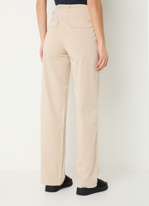 River Woods Mid waist straight fit chino met steekzakken  - achterkant 3 zand