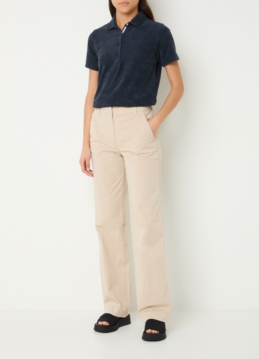 River Woods Mid waist straight fit chino met steekzakken  - voorkant 2 zand