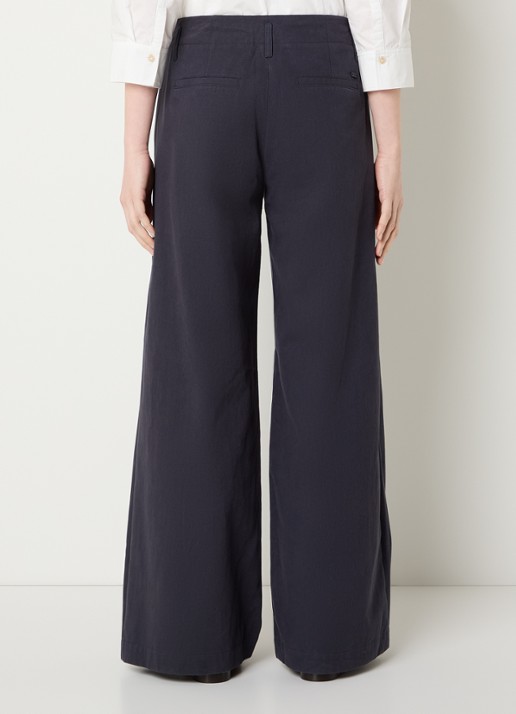 River Woods Mid waist wide fit pantalon met trekkoord - achterkant 2 donkerblauw