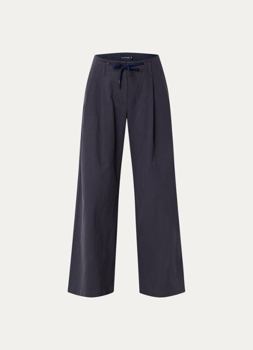 River Woods Mid waist wide fit pantalon met trekkoord - voorkant 3 donkerblauw