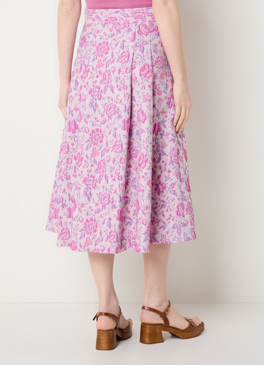 River Woods Midi A-lijn rok met jacquard dessin - achterkant 3 roze