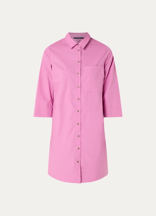 River Woods Midi blousejurk met borstzak - voorkant 2 roze