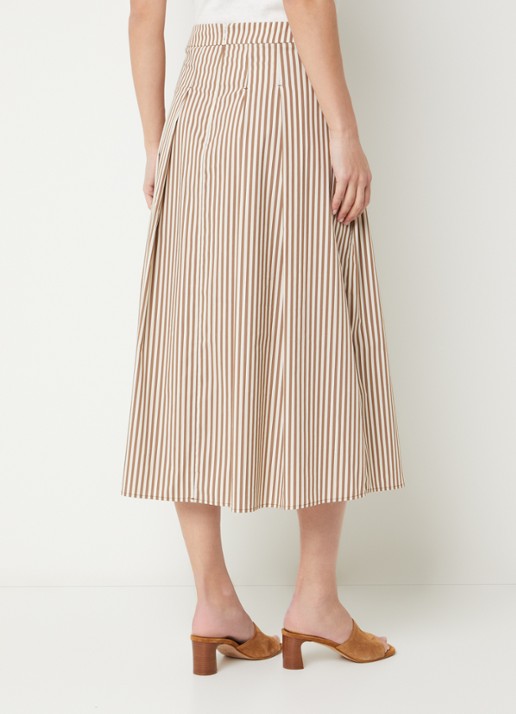 River Woods Midi jurk met streepprint en plooidetail - achterkant 4 lichtbruin