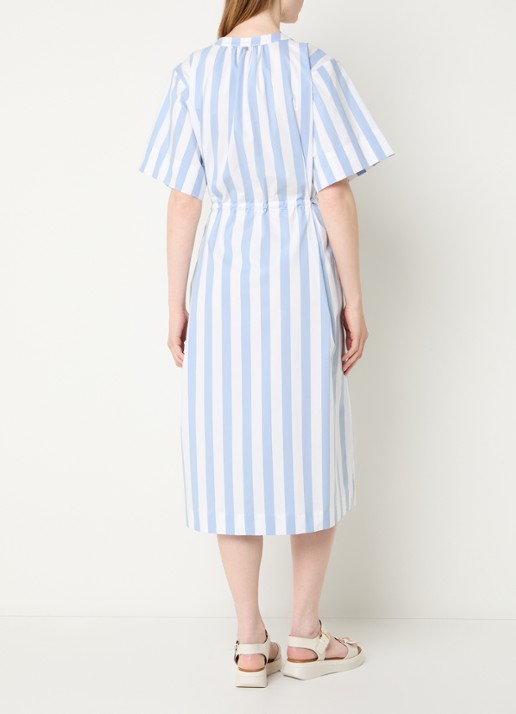 River Woods Midi jurk met streepprint - achterkant 3 blauwgrijs
