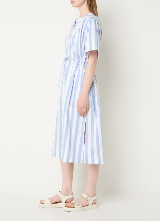 River Woods Midi jurk met streepprint - voorkant 2 blauwgrijs