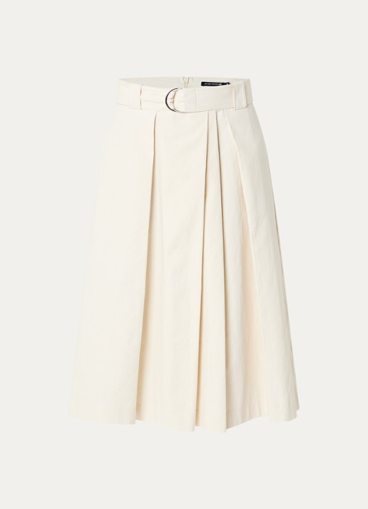 River Woods Midi rok met plooidetail en ceintuur - voorkant 2 gebroken wit