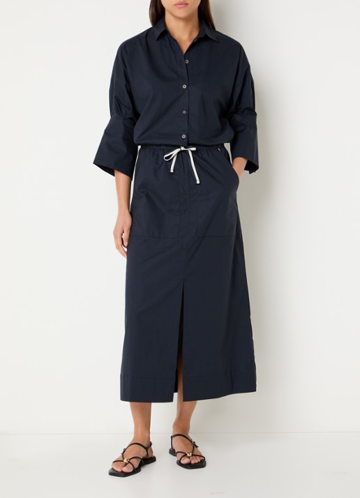 River Woods Midi rok met split - voorkant 3 donkerblauw