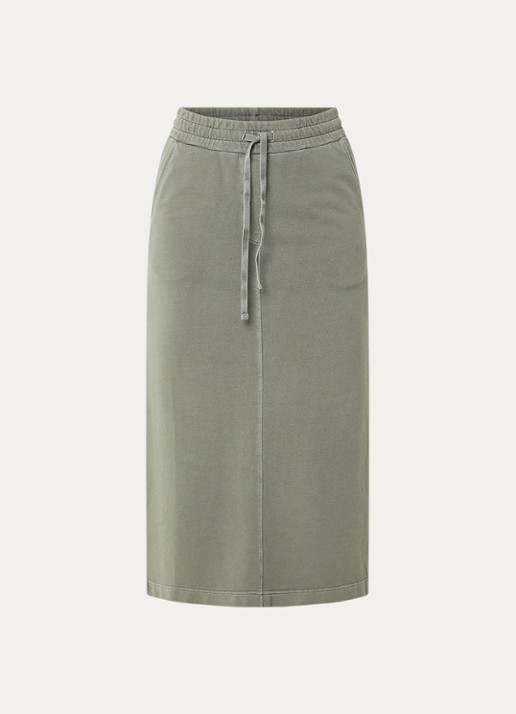 River Woods Midi rok met steekzakken - voorkant 2 legergroen