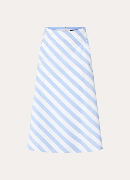 River Woods Midi rok met streepprint - voorkant 2 lichtblauw