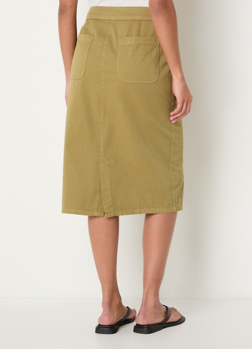 River Woods Midi rok van denim met steekzakken - achterkant 3 mosgroen