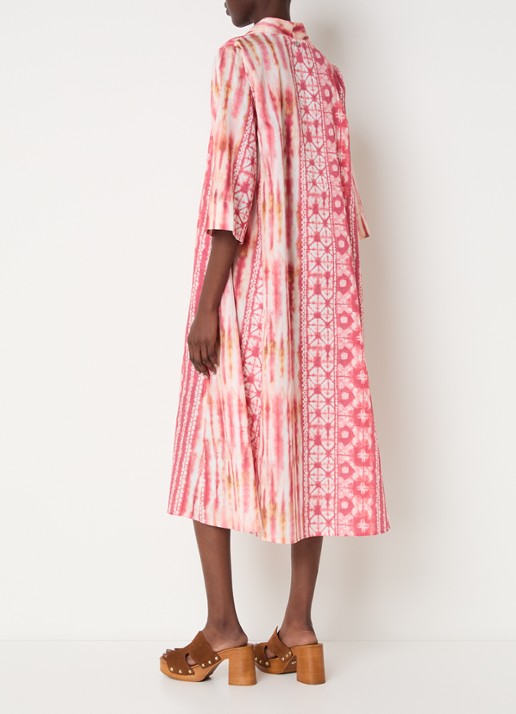 River Woods Midi tuniekjurk met steekzakken en print - achterkant koraalroze