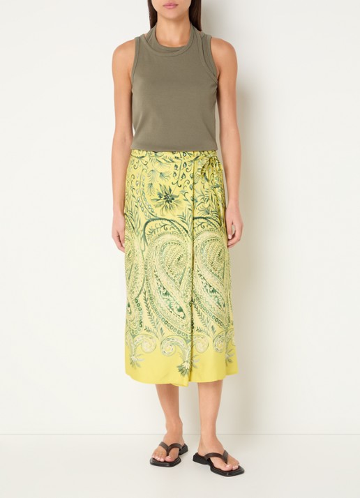 River Woods Midi wikkelrok met print - voorkant 4 geel