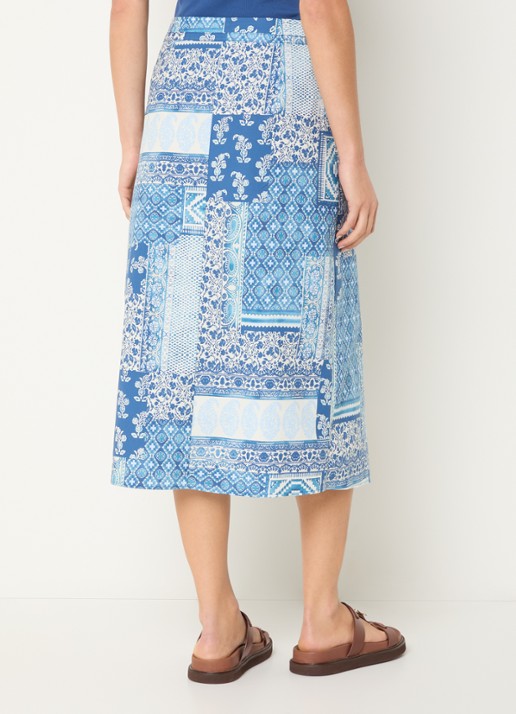 River Woods Midi wikkelrok met print - achterkant blauw