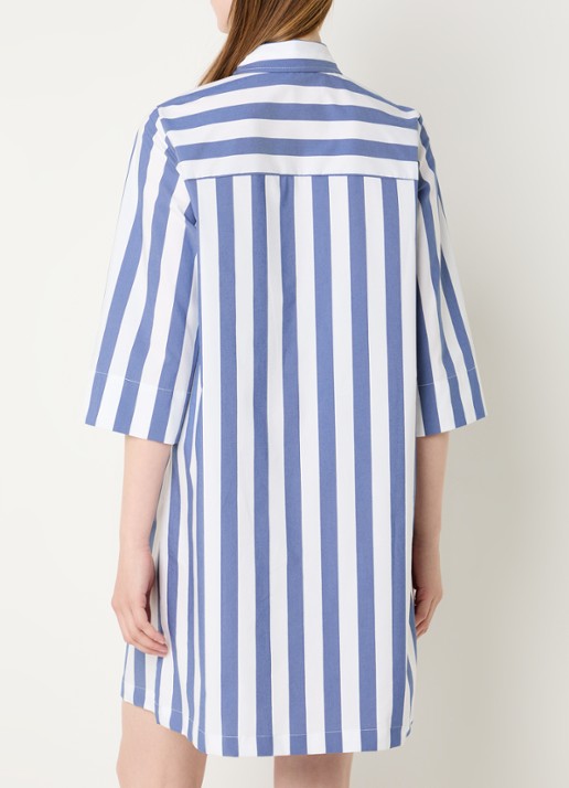 River Woods Mini blousejurk met streepprint - achterkant staalblauw