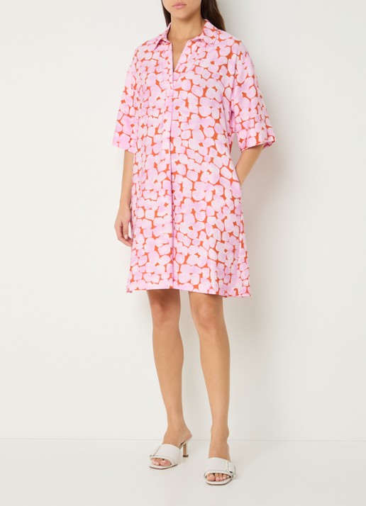 River Woods Mini jurk met print en steekzakken - voorkant 2 roze