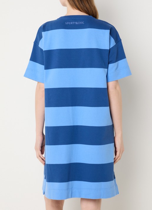 River Woods Mini jurk van sweatstof met streepprint - achterkant 3 blauw