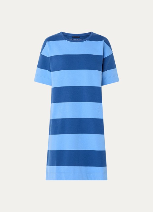 River Woods Mini jurk van sweatstof met streepprint - voorkant blauw