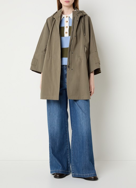 River Woods Oversized parka met capuchon - voorkant 3 mosgroen