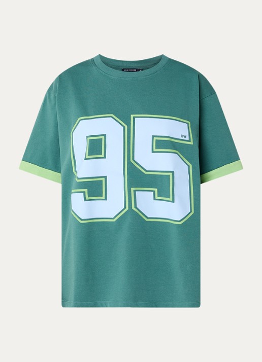 River Woods Oversized T-shirt met front- en backprint - voorkant 3 groen