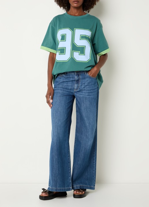 River Woods Oversized T-shirt met front- en backprint - voorkant 4 groen
