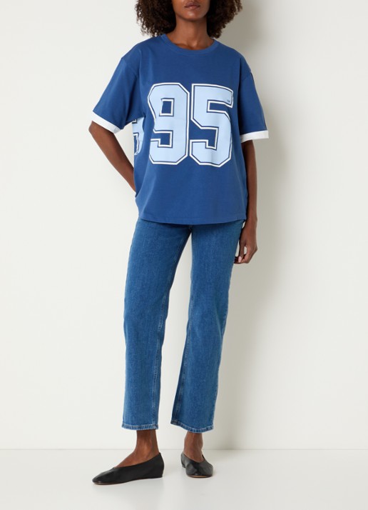 River Woods Oversized T-shirt met front- en backprint - voorkant 3 indigo
