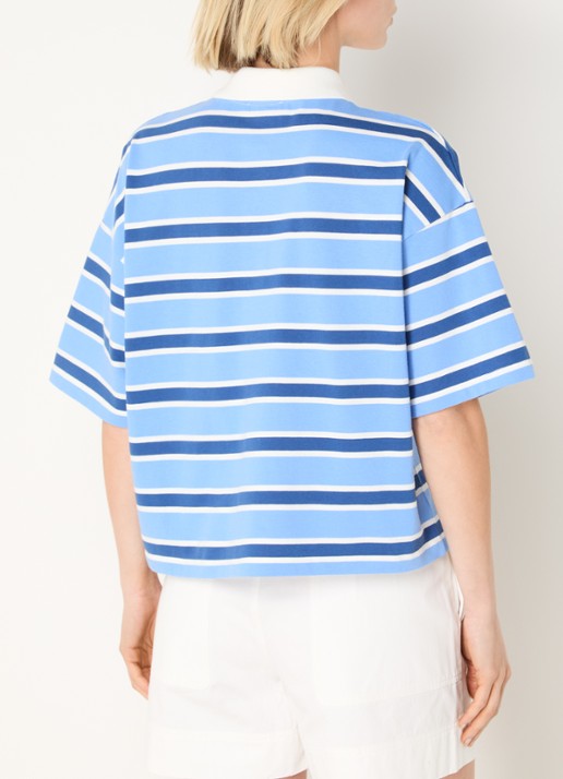 River Woods Polo met streepprint - achterkant 3 blauw