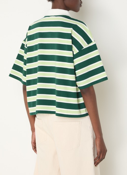 River Woods Polo met streepprint - achterkant 4 groen