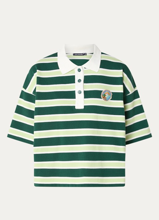 River Woods Polo met streepprint - voorkant 2 groen