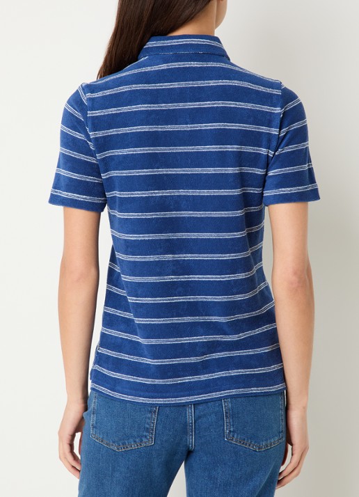 River Woods Polo van badstof met streepprint - achterkant 4 indigo