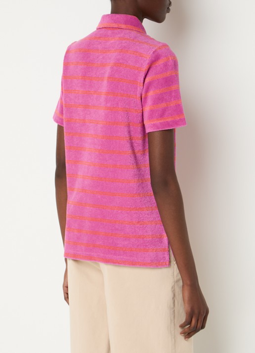 River Woods Polo van badstof met streepprint - achterkant 4 fuchsia