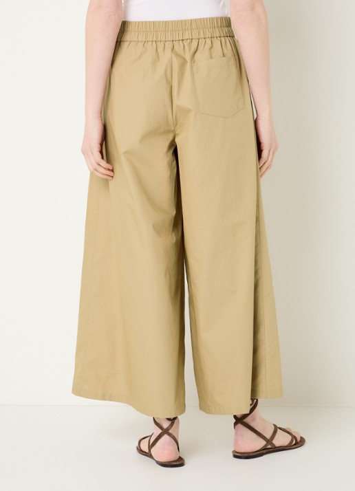 River Woods Poplin mid waist wide fit palazzo broek met steekzakken - achterkant mosterd