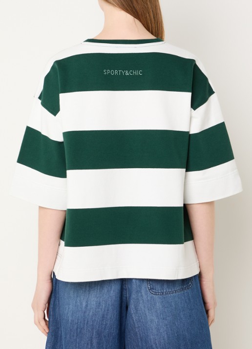 River Woods Sweater met streepprint - achterkant groen