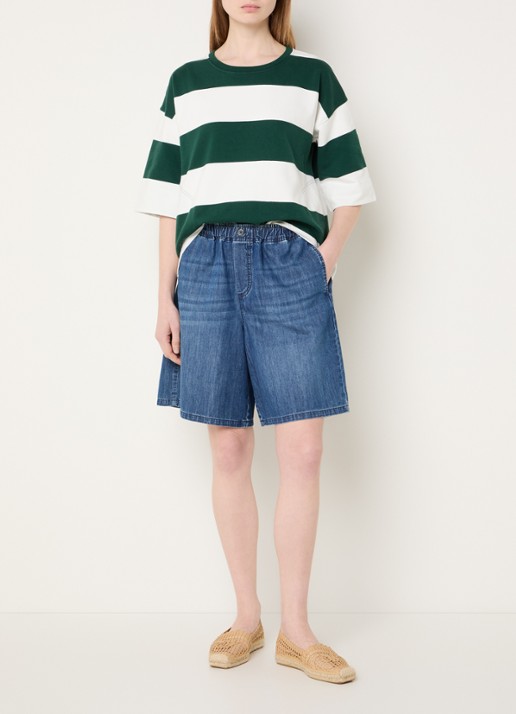 River Woods Sweater met streepprint - voorkant 3 groen