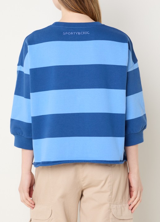 River Woods Sweater met streepprint - achterkant 2 blauw
