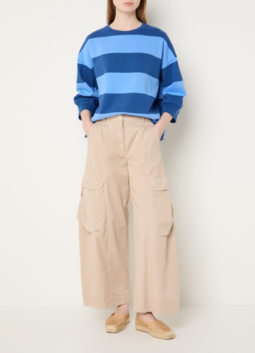 River Woods Sweater met streepprint - voorkant 4 blauw
