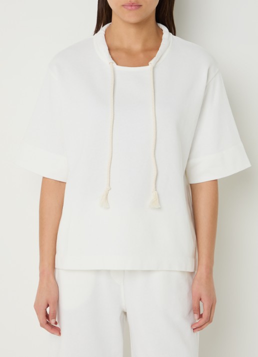 River Woods T-shirt met detail van fleece