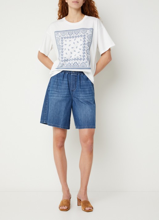 River Woods T-shirt met paisley dessin - voorkant 3 gebroken wit