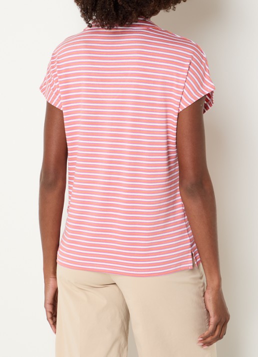 River Woods T-shirt met streepprint en kraag - achterkant 3 donkerroze