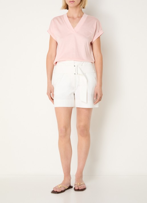 River Woods T-shirt met V-hals - voorkant 2 zalmroze